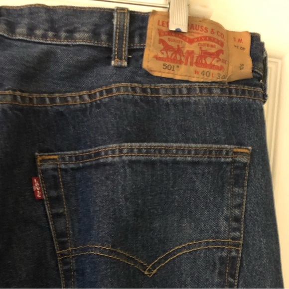 Mens 501 Levi’s Jeans, Dk blue, 40 waist, 34 length - Picture 4 of 5
